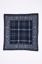 BANDANA/TARTAN/NAVY DENIM WHITE-K-54*54CM