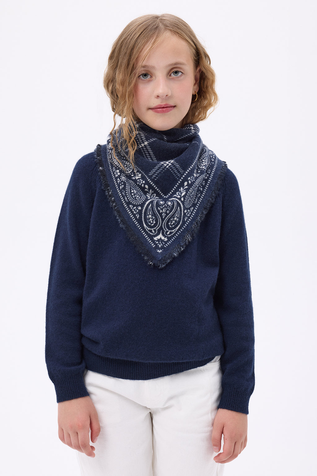 Petit Bandana Tartan - Bleu Marine - Enfant
