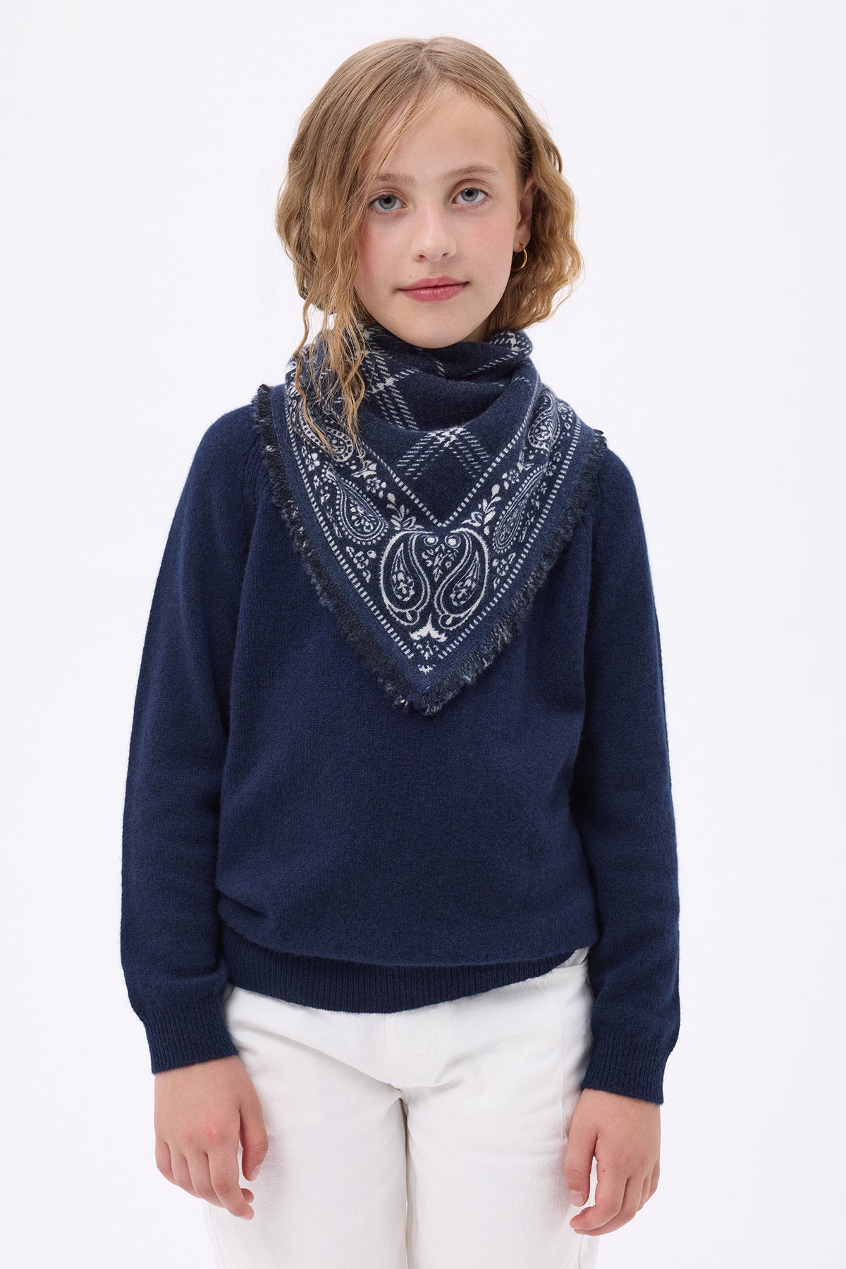 Petit Bandana Tartan - Bleu Marine - Enfant