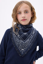 Petit Bandana Tartan - Bleu Marine - Enfant