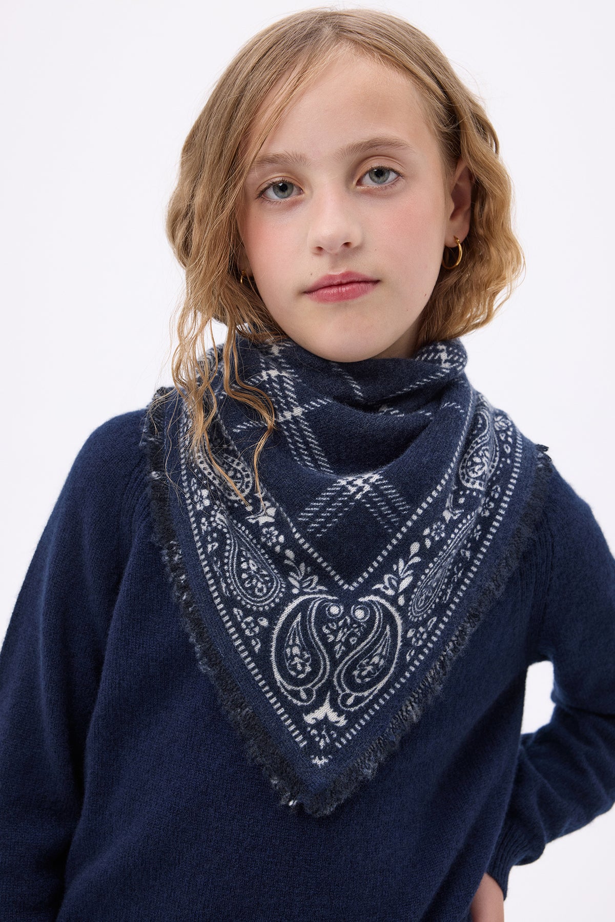 Petit Bandana Tartan - Bleu Marine - Enfant