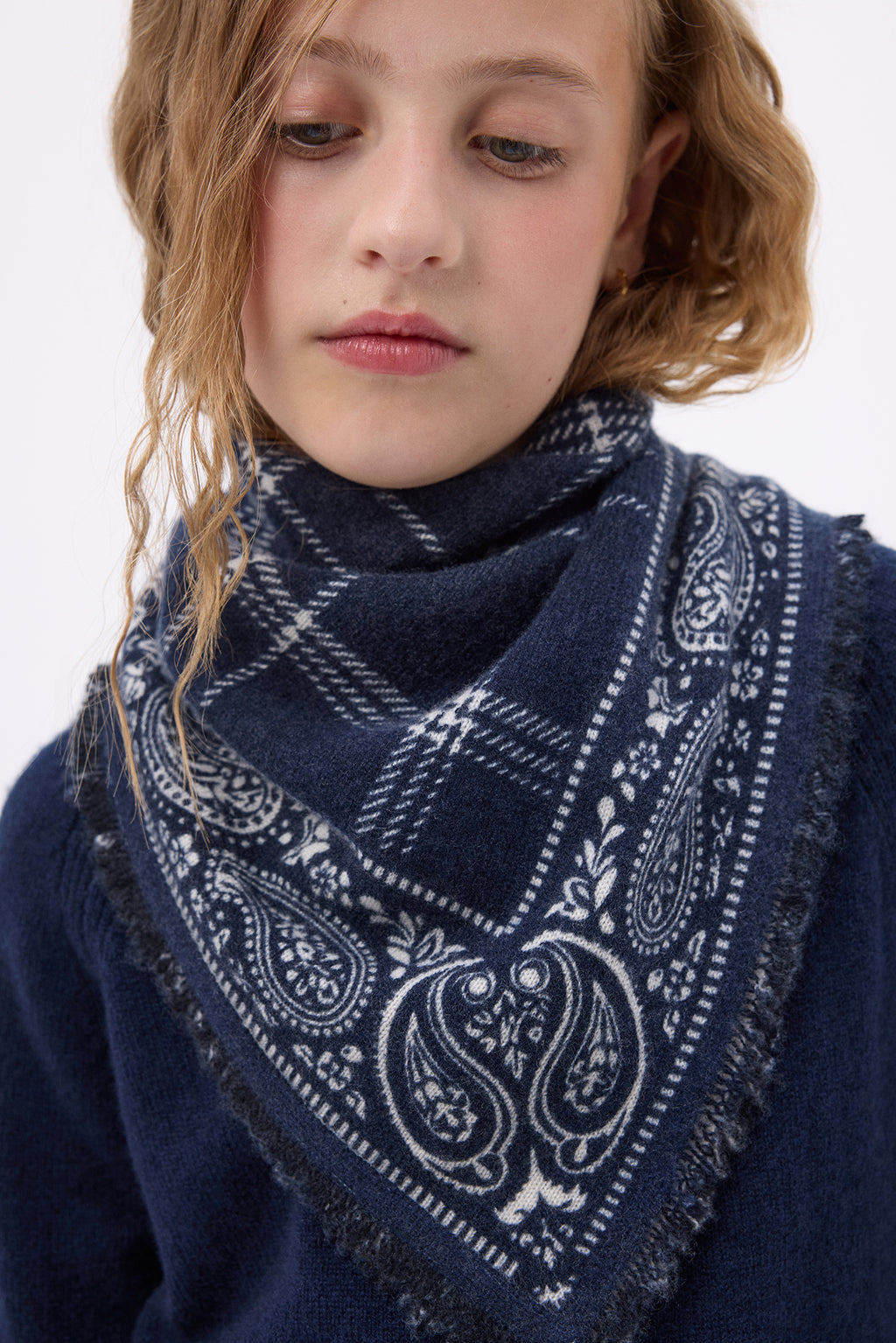 Petit Bandana Tartan - Bleu Marine - Enfant