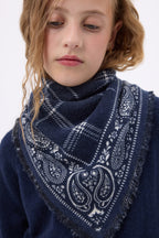Petit Bandana Tartan - Bleu Marine - Enfant