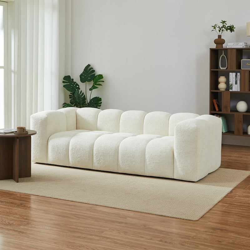 Canapé Droit Fixe - Tasta - 3 Places - Tissu - Beige