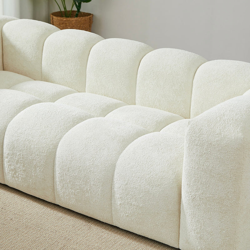 Canapé Droit Fixe - Tasta - 3 Places - Tissu - Beige