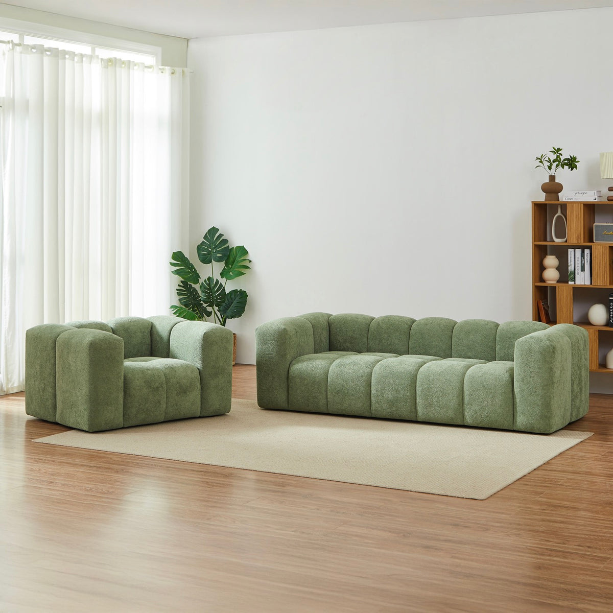Tasta - Sillón fijo de 1 plaza - Tela verde