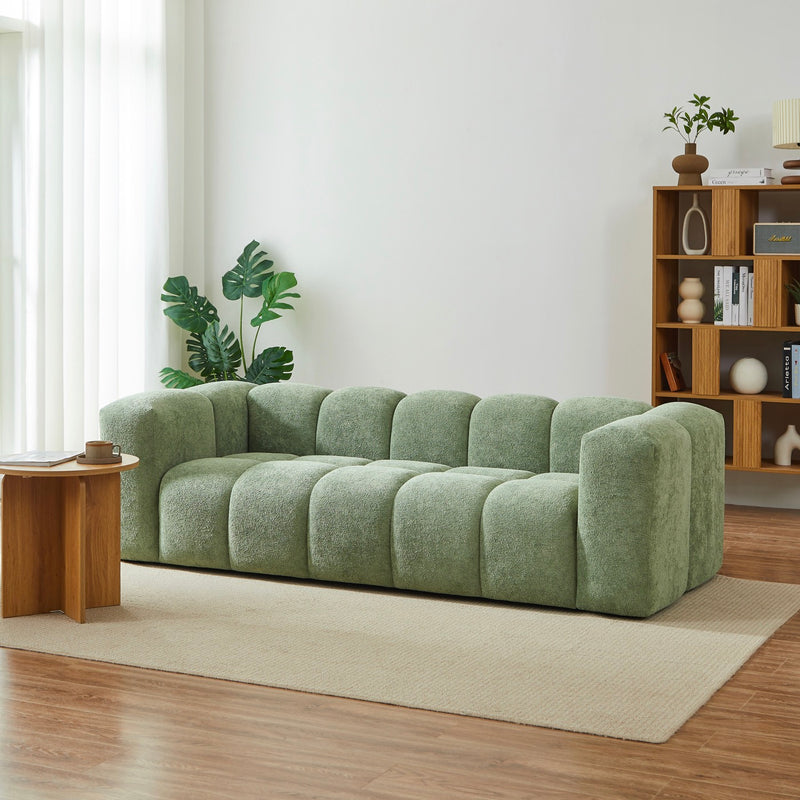 Canapé Droit Fixe - Tasta - 3 Places - Tissu - Vert Olive