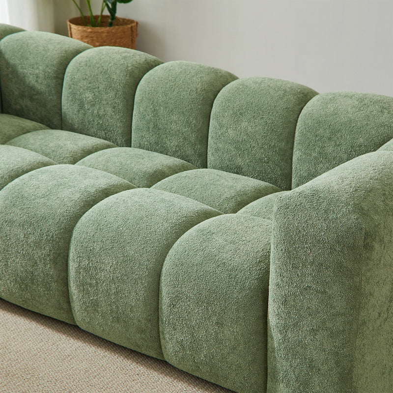 Canapé Droit Fixe - Tasta - 3 Places - Tissu - Vert Olive