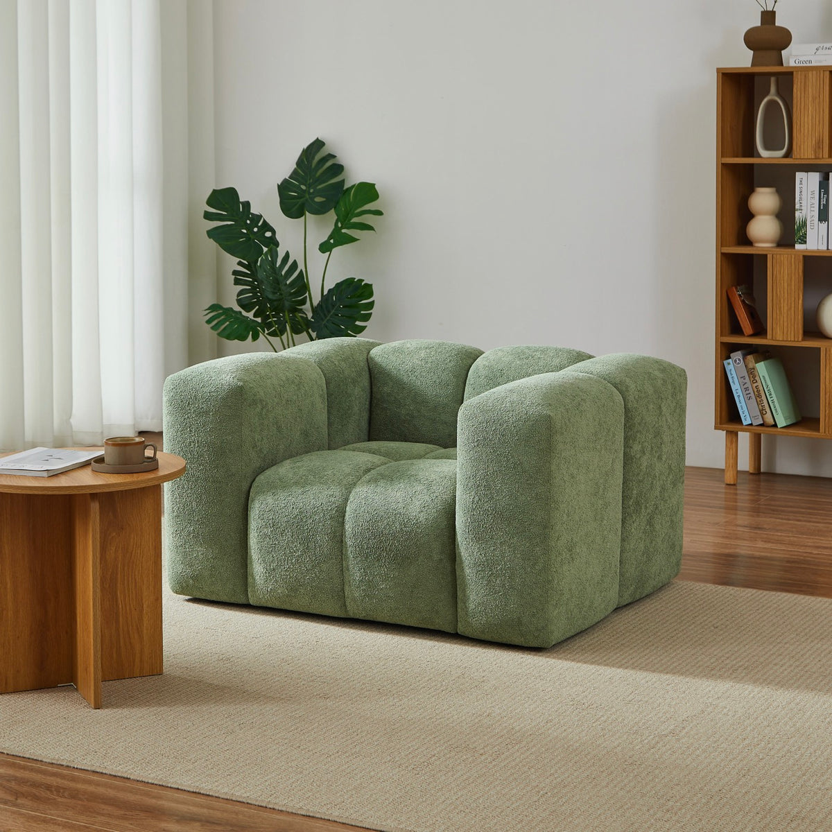 Tasta - Sillón fijo de 1 plaza - Tela verde