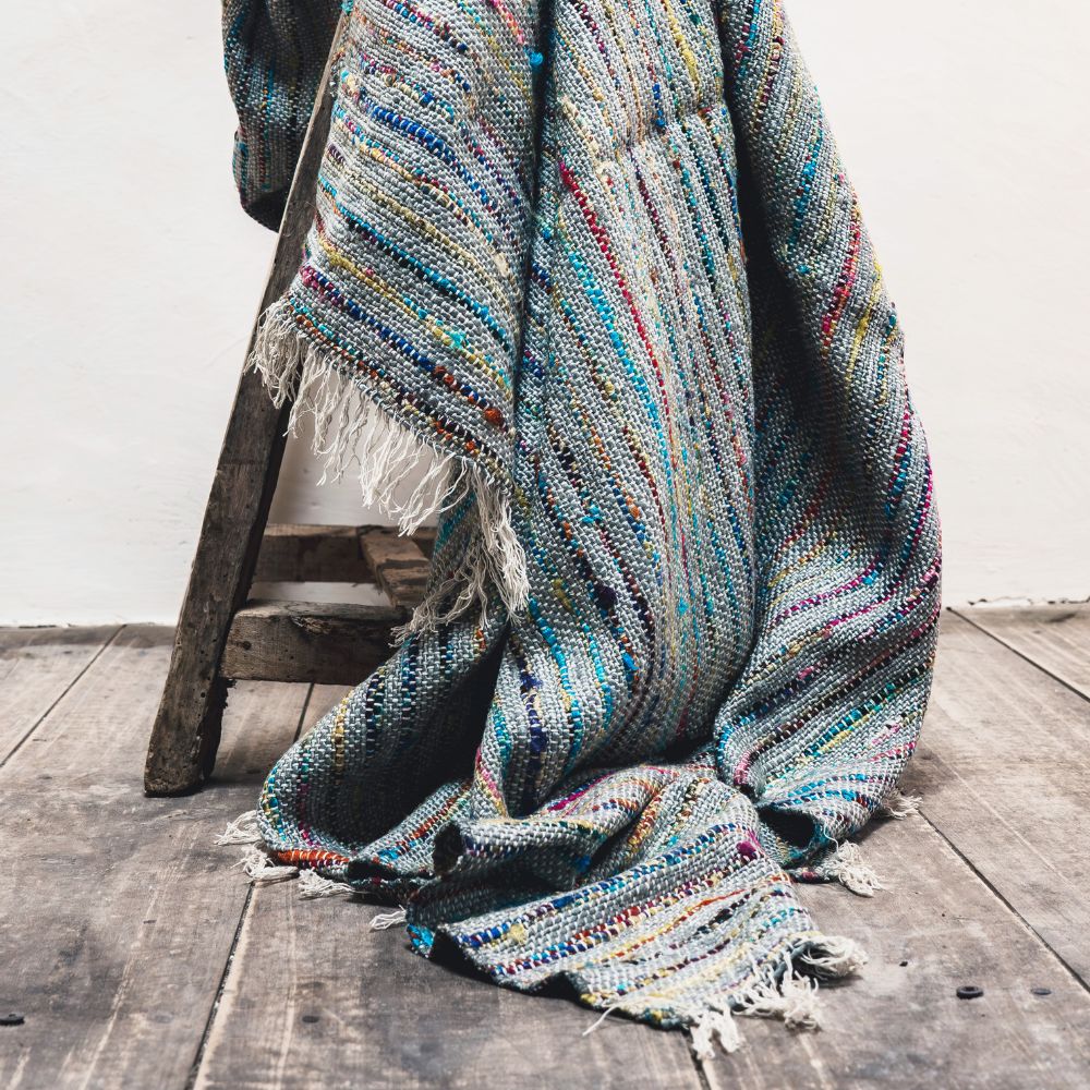Hand-Woven Throw - Azure - 140X220Cm