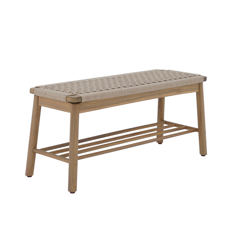 Banc Intérieur & Extérieur - Tavao - En Bois D'Acacia & Corde - Beige