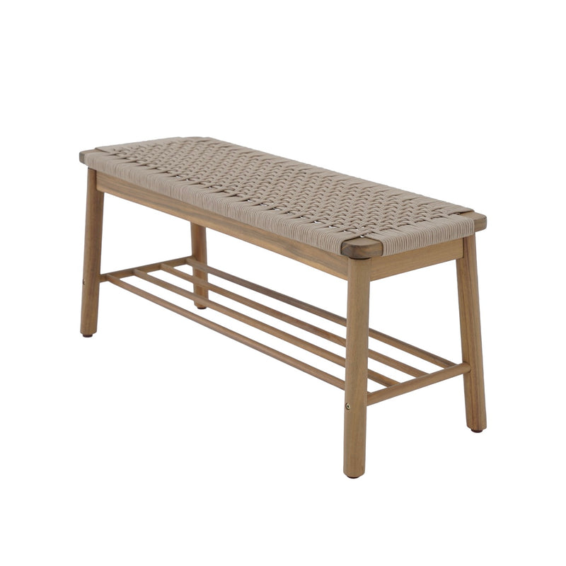 Banc Intérieur & Extérieur - Tavao - En Bois D'Acacia & Corde - Beige