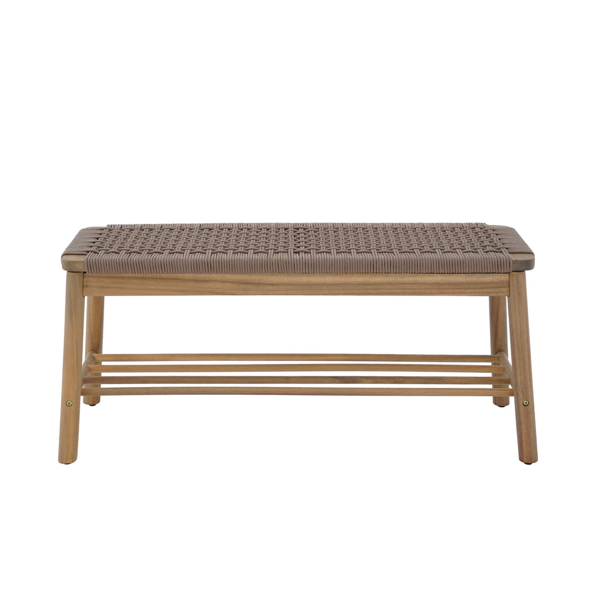 Tavao - Banco de interior y exterior - Madera de acacia y cuerda marrón claro