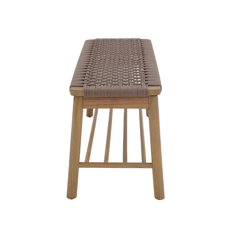Banc Intérieur & Extérieur - Tavao - En Bois D'Acacia & Corde - Marron Clair
