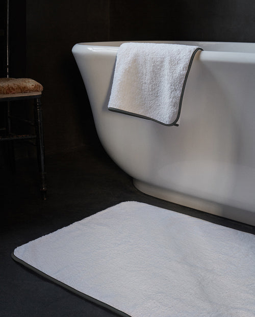 Tapis De Bain - Blanc Liseré Gris