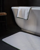 Tapis De Bain - Blanc Liseré Vert Anglais
