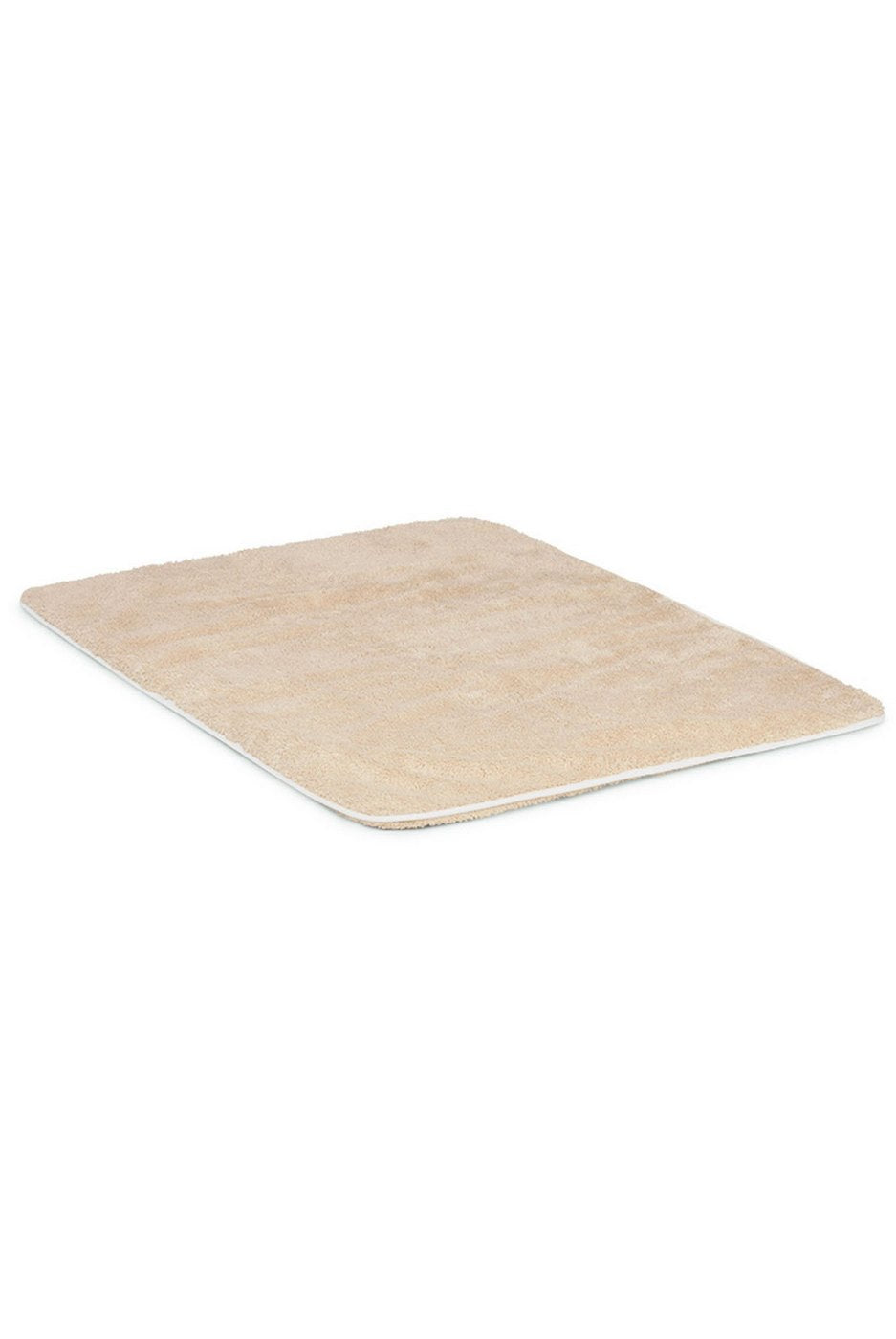 Badrumsmatta – Sand med vit kantrand