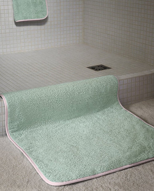 Tapis De Bain - Vert Opaline Liseré Rose Nymphe