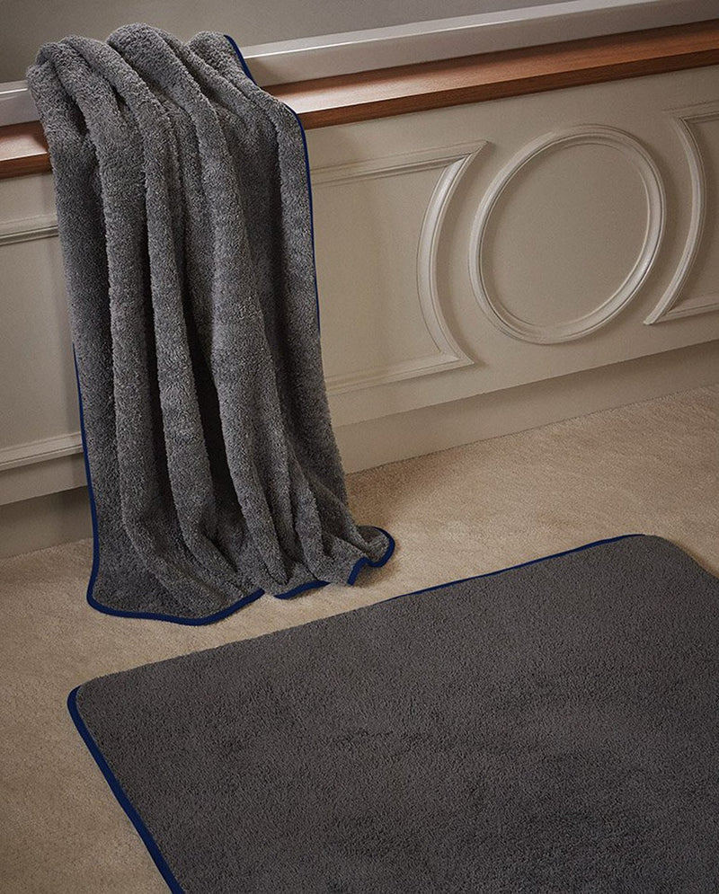 Tapis De Bain - Gris Liseré Bleu