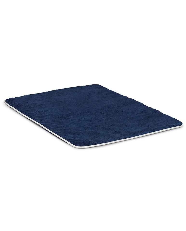 Bath Mat - Midnight Blue White Piping