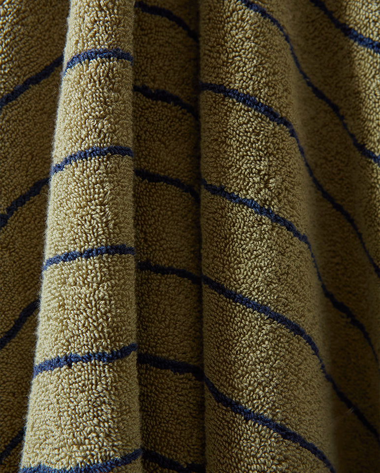 Tapis De Bain - Vert Rayé Bleu