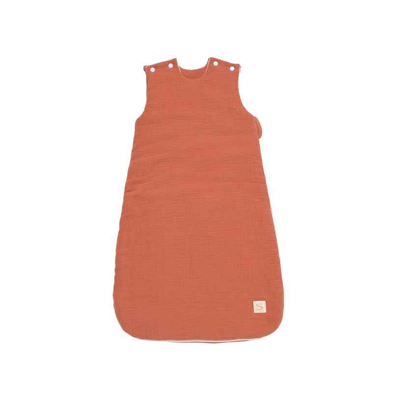 Gigoteuse Bébé Hiver En Double Gaze De Coton Et Son Doudou Mouchoir - Rouge