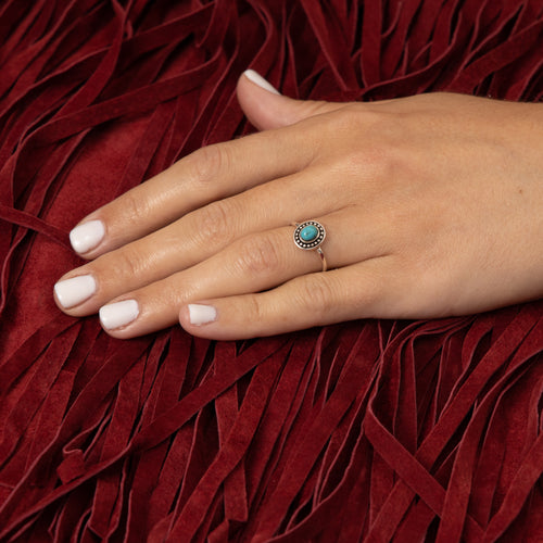 Bague Sajino Turquoise 0,09Ct Et Argent Massif