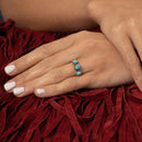 Bague Posheco Turquoise 0,31Ct/3 Et Argent Massif