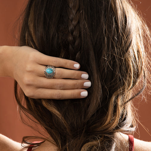 Bague Maber Turquoise 3,24Ct Et Argent Massif