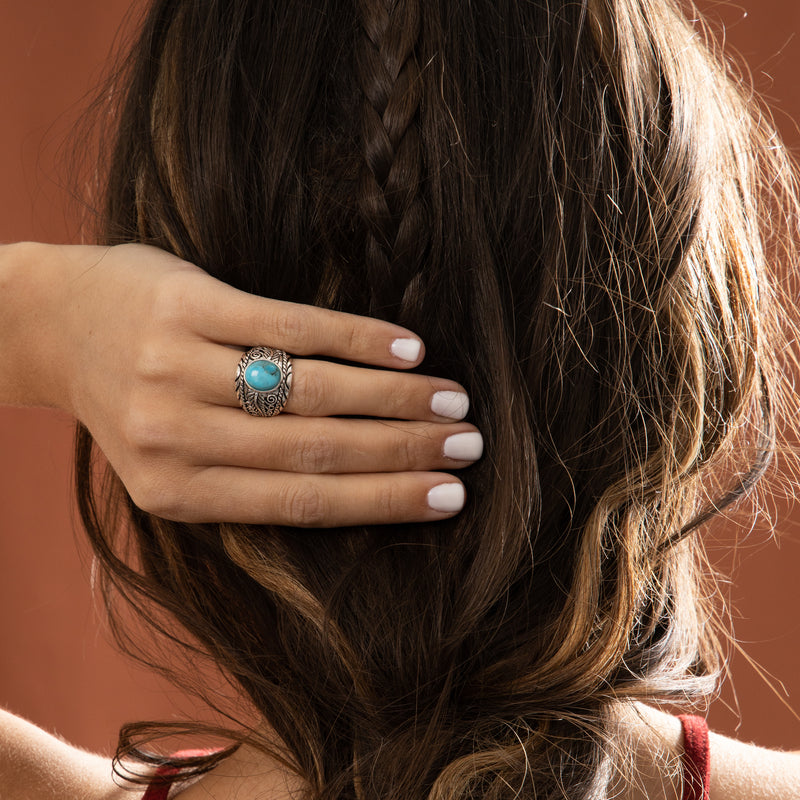 Bague Maber Turquoise 3,24Ct Et Argent Massif