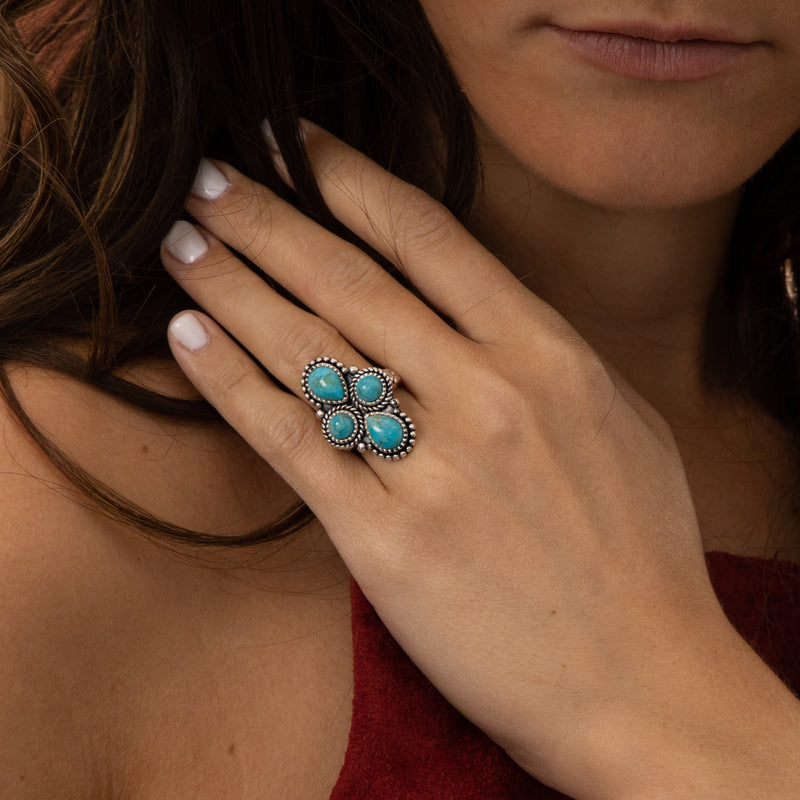 Bague Awa Turquoise 3,86Ct/4 Et Argent Massif