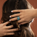 Bague Pilli Turquoise 6,80Ct/7 Et Argent Massif