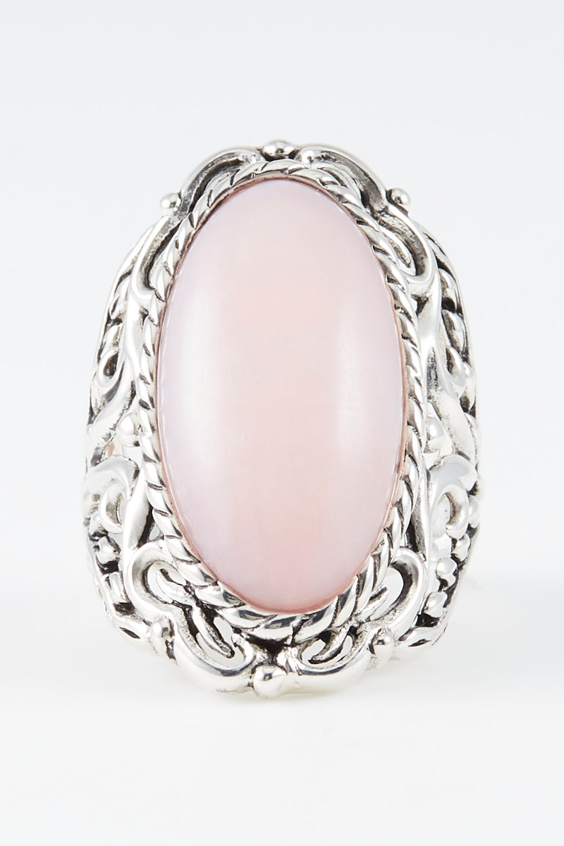 Bague Oztoc Pink Opale Et Argent Massig