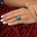 Bague Kankin Turquoise 2,70Ct/5 Et Argen Massif