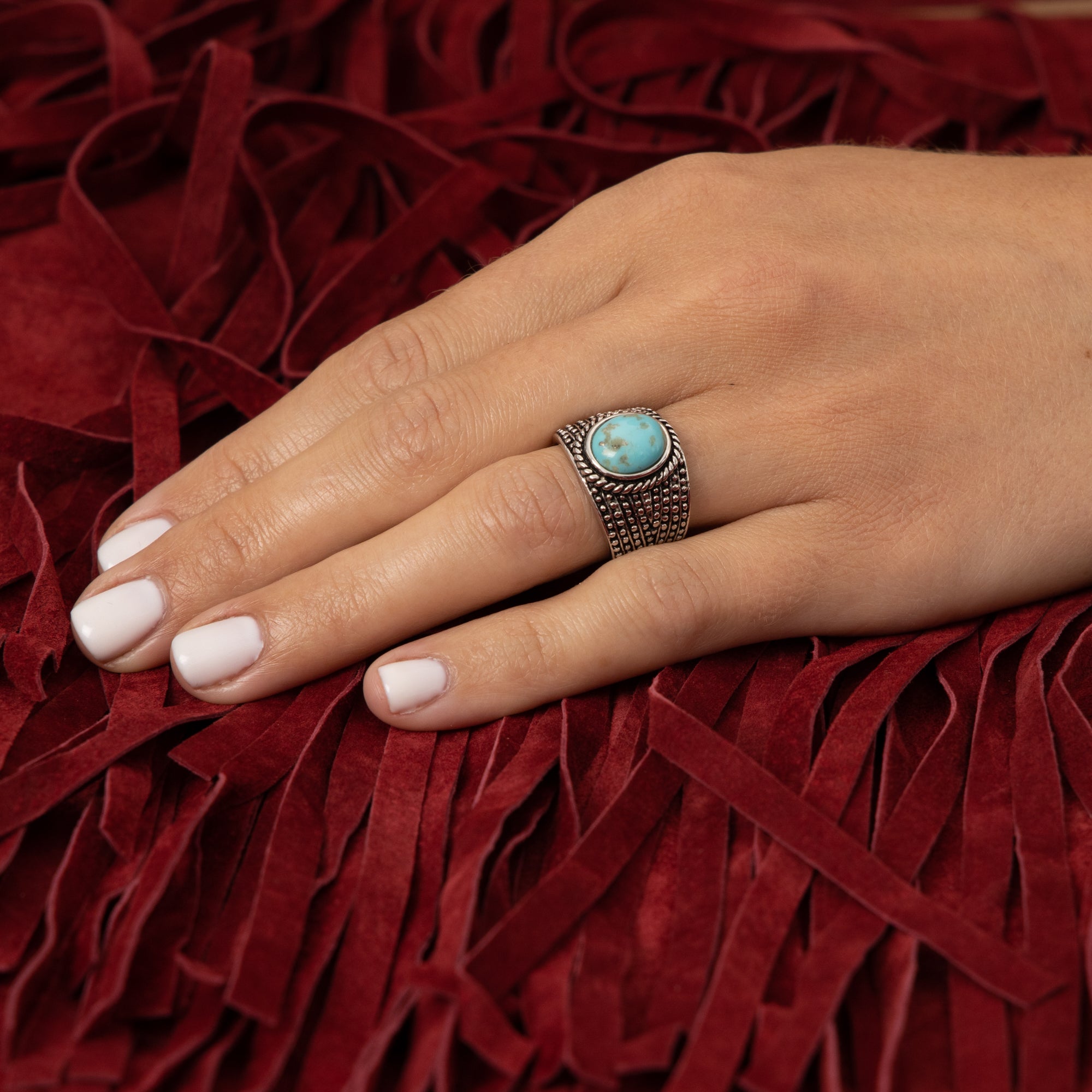 Anillo Kayab de turquesa de 2 quilates y plata de ley