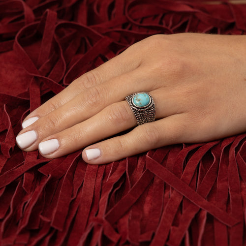 Bague Kayab Turquoise 2Ct Et Argent Massif