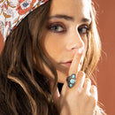 Bague Cipactli Turquoise 2Ct/3 Et Argent Massif