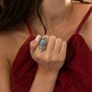 Bague Coatl Turquoise 2,70Ct/3 Et Argent Massif