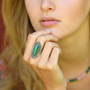 Bague Mixcoatl Malachite 9Ct Et Argent Massif