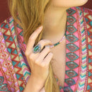 Bague Ehecatl Malachite 6,30Ct Et Argent Massif