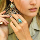 Bague Ehecatl Turquoise Et Argent Massif
