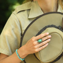 Bague Xipe Totec Malachite 13Ct Et Argent Massif