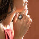 Bague Tlaloc Nacre 4,50Ct Et Argent Massif
