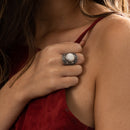 Bague Tlaloc Nacre 4,50Ct Et Argent Massif
