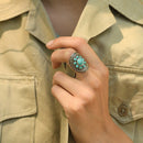 Bague Puxam Turquoise 2,70Ct Et Argent Massif