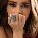 Bague Xun Turquoise 6,30Ct Et Argent Massif