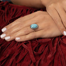 Bague Catzasa Turquoise 4Ct Et Argent Massif
