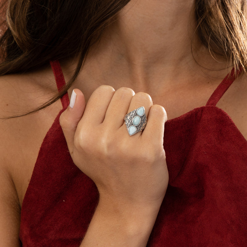 Bague Catzasa Larimar 2,09Ct Et Argent Massif