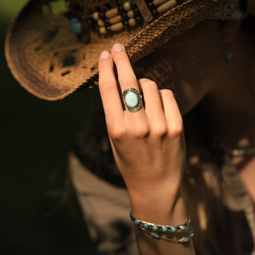 Bague Warupachi Larimar 4,99Ct Et Argent Massif