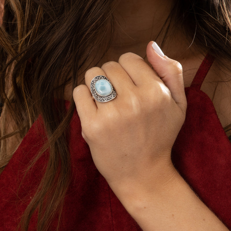 Bague Nakoa Larimar 4,98Ct Et Argent Massiflarimar